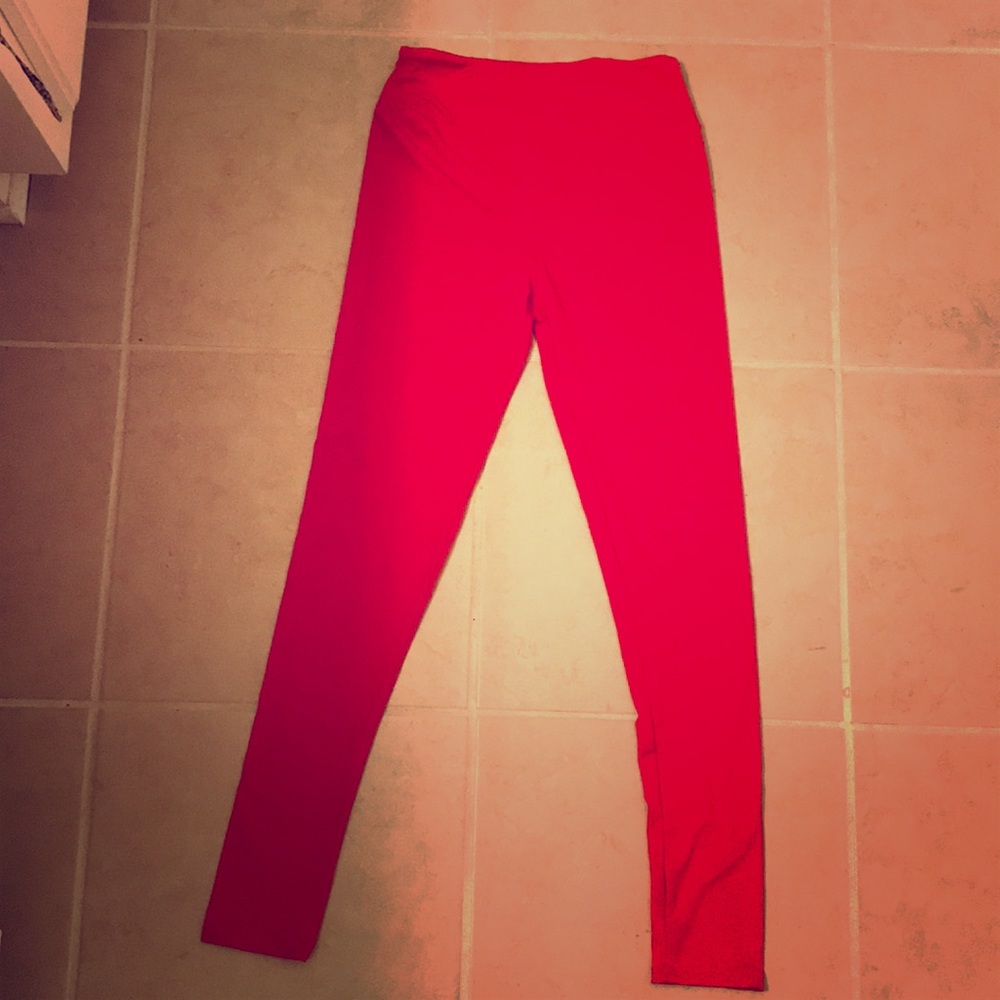 Lularoe solid red OS leggings. NWOT